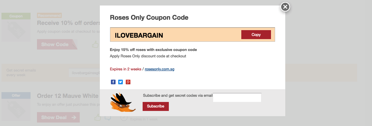 Roses Only Discount Codes July 2021 - ILoveBargain Singapore